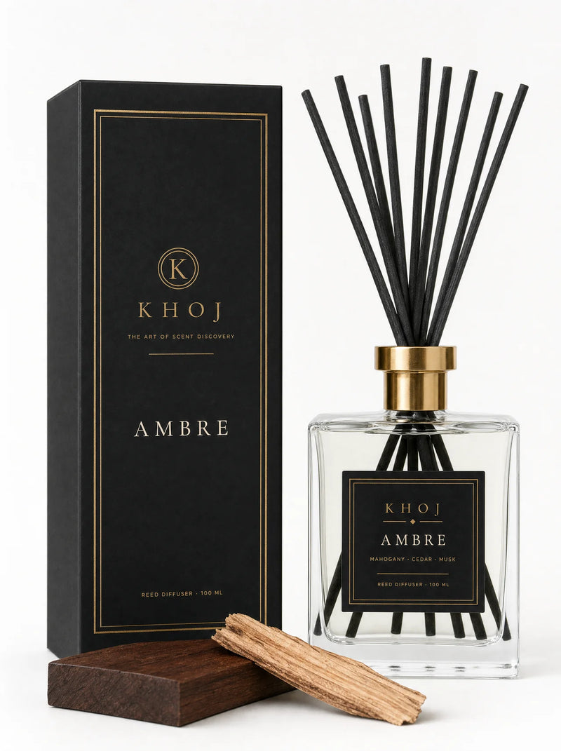 AMBRE Reed Diffuser — Mahogany, Cedar & Musk, 100 ml